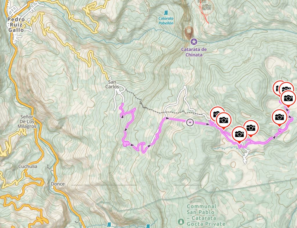 This is the route from San Carlos to Cave Atumpampa tracked on GPS